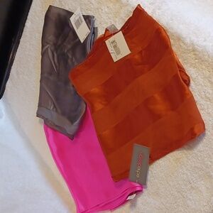 Echo Design 3 silk scarves dark gray, orange, pink new with tags